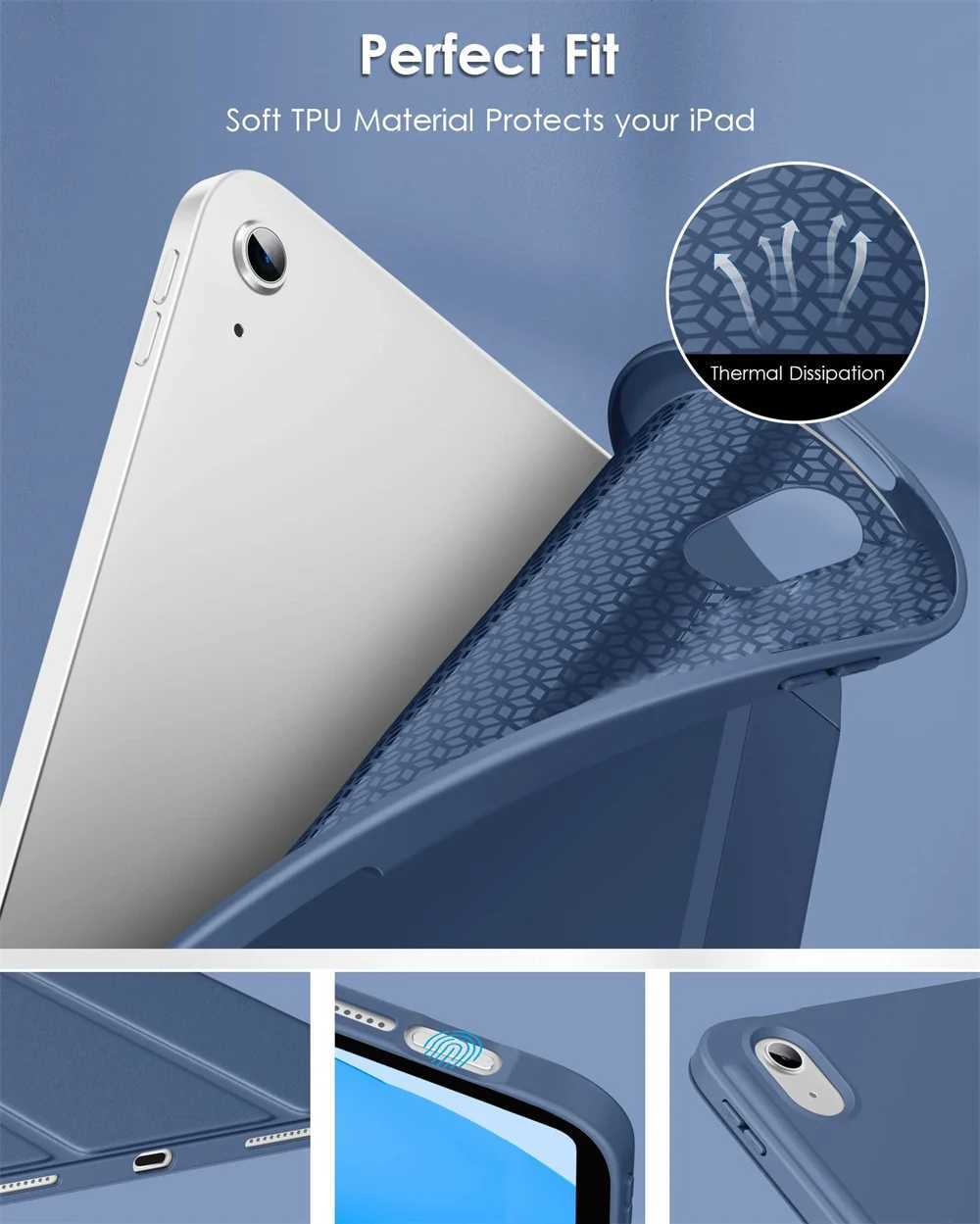 Tablet PC Case Sacs Case de tablette pour iPad Air 10.9 2022 AIR 5 5e génération A2588 A2589 A2591 MAGNÉTIQUE SILICONE SILICONE COUVERT SMART 240411