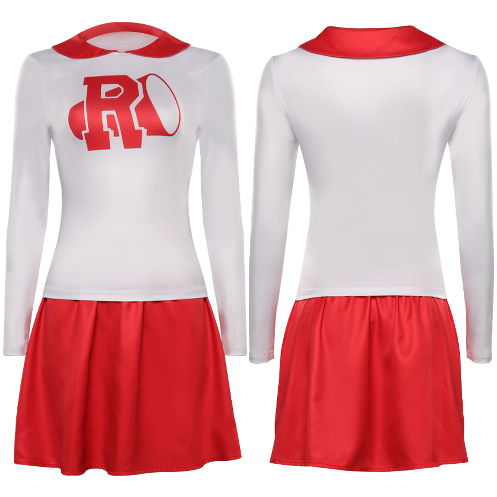 Grease Rydell High Pink Lady Cheerleader Cosplay Costume Sportswear Top Kirt Outfits Kvinnor Kvinnlig vuxen Halloween -festdräkt