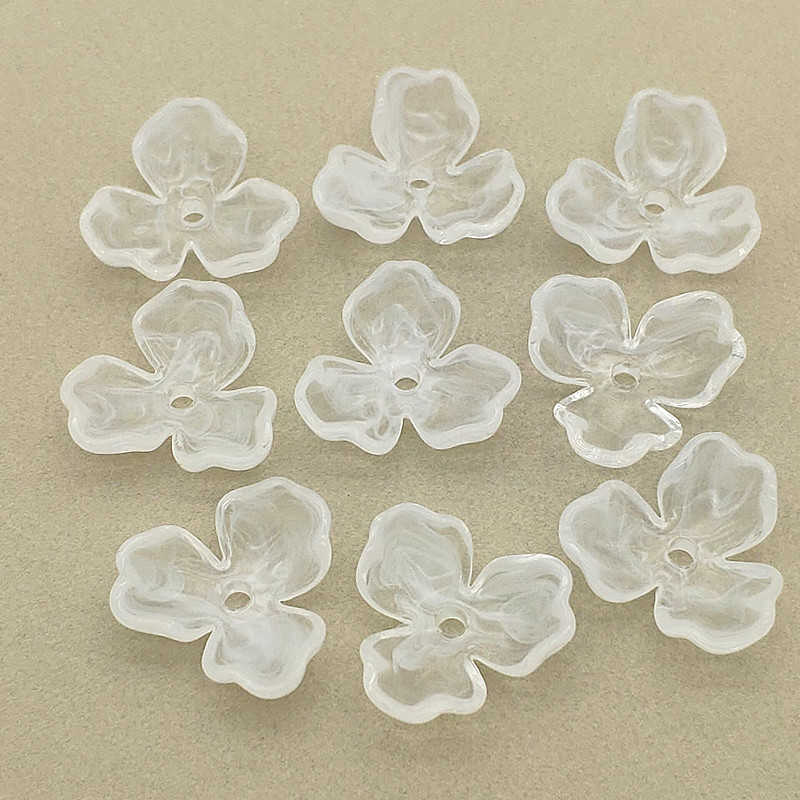 New Arrival! Acrylic Clear Marble Effect Flower Beads For Necklace Earrings DIY Parts,Jewelry Findings&Components