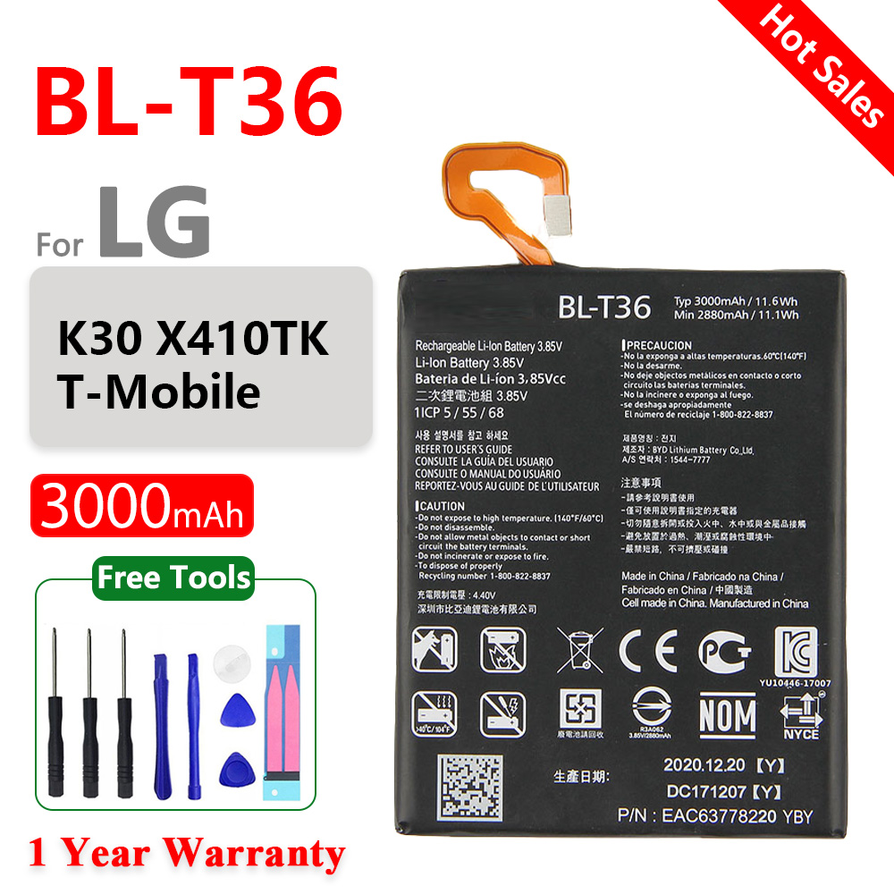 Оригинальная замена аккумулятора телефона для LG BL T22 T23 T24 T30 T32 T34 T36 T37 T39 T41 T42 T43 T44 T46 T48 T49 T51 T55 +бесплатные инструменты