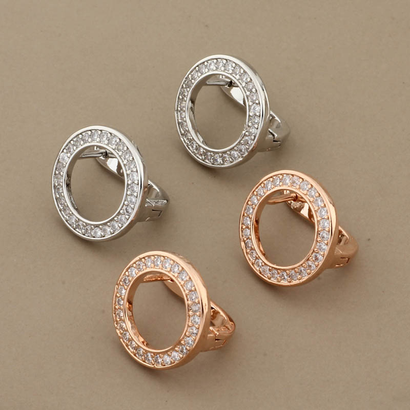 Vintage żeńskie białe kryształowe kolczyki 585 Różowe złoto Kolor Dangle Kolczyki Trendy puste okrągłe kolczyki dla kobiet