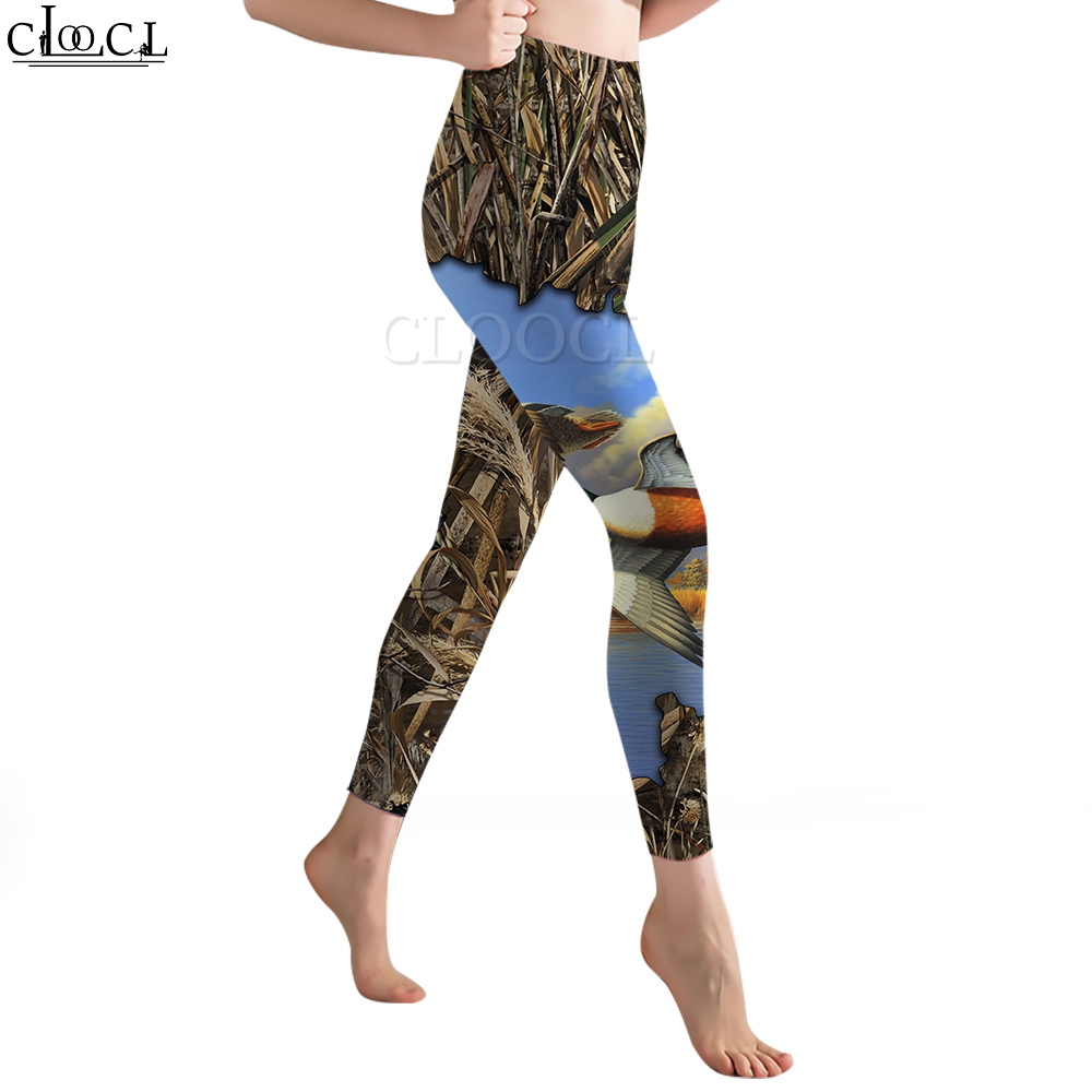 Cloocl Women Gym Leggings Swamp Goose Hunting Print Leggings High Waist Slimming Workout Ounsers Cool Femme Yoga Pantsギフト