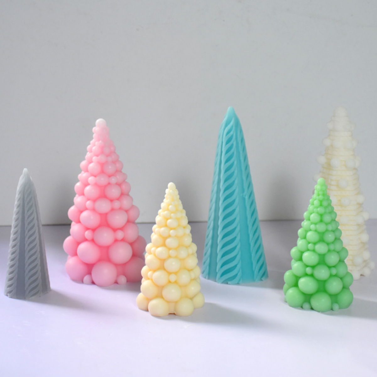 Knitted Stripe Christmas Tree Candle Silicone Mold DIY Cone Bubble Soap Resin Crystal Making Tool Christmas Party Decor Gifts