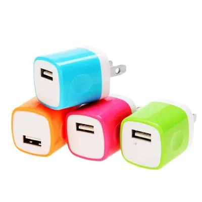 Quick Charging 5V 1A Colorful Home Plug USB  Power adapter for iphone 5 6 7 for samsung s6 s7