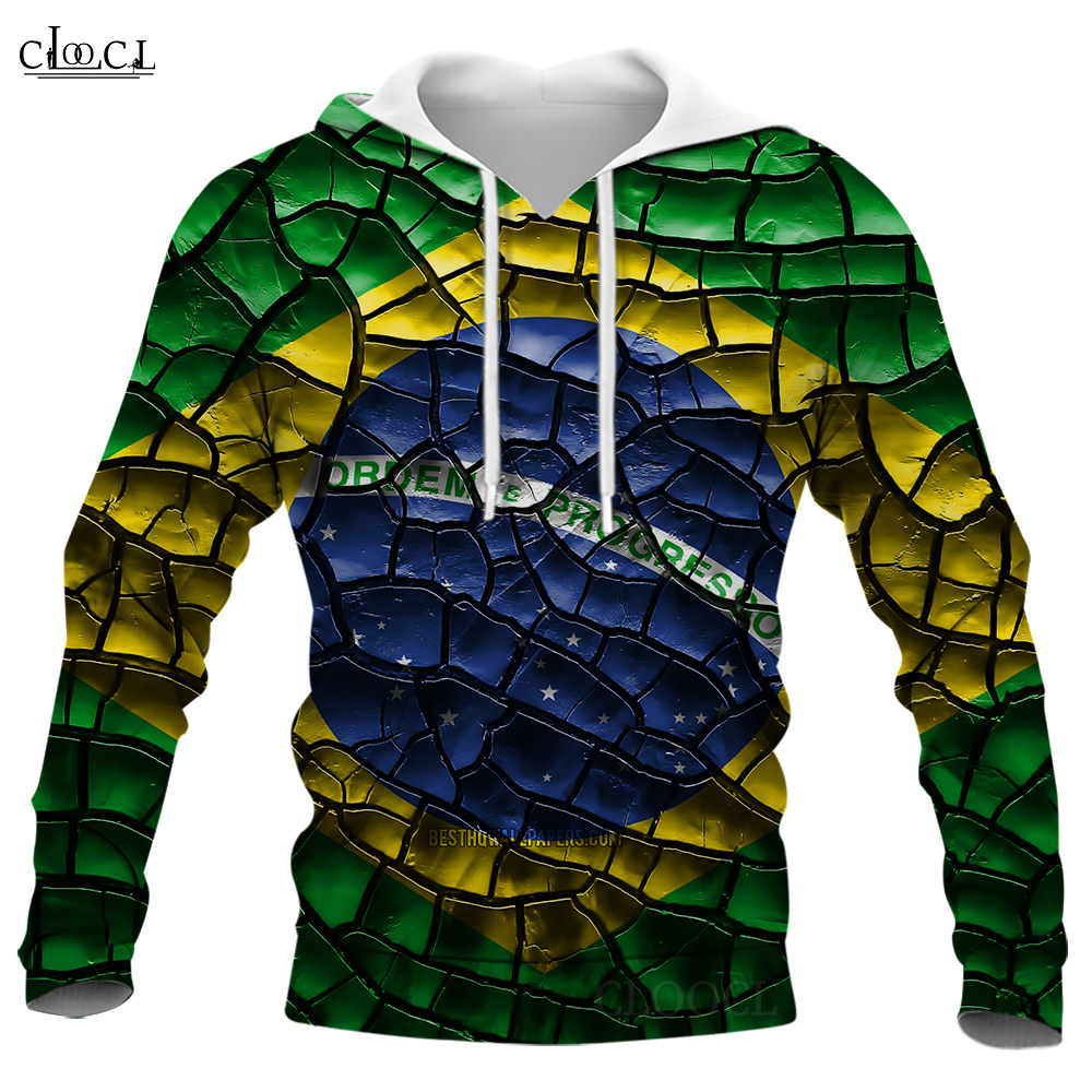 Hoodie Frauen Männer Kleidung Graffiti Brasilien Flag 3d gedruckt beliebte Pullover Langarmdraisstring Sweatshirt S-5xl