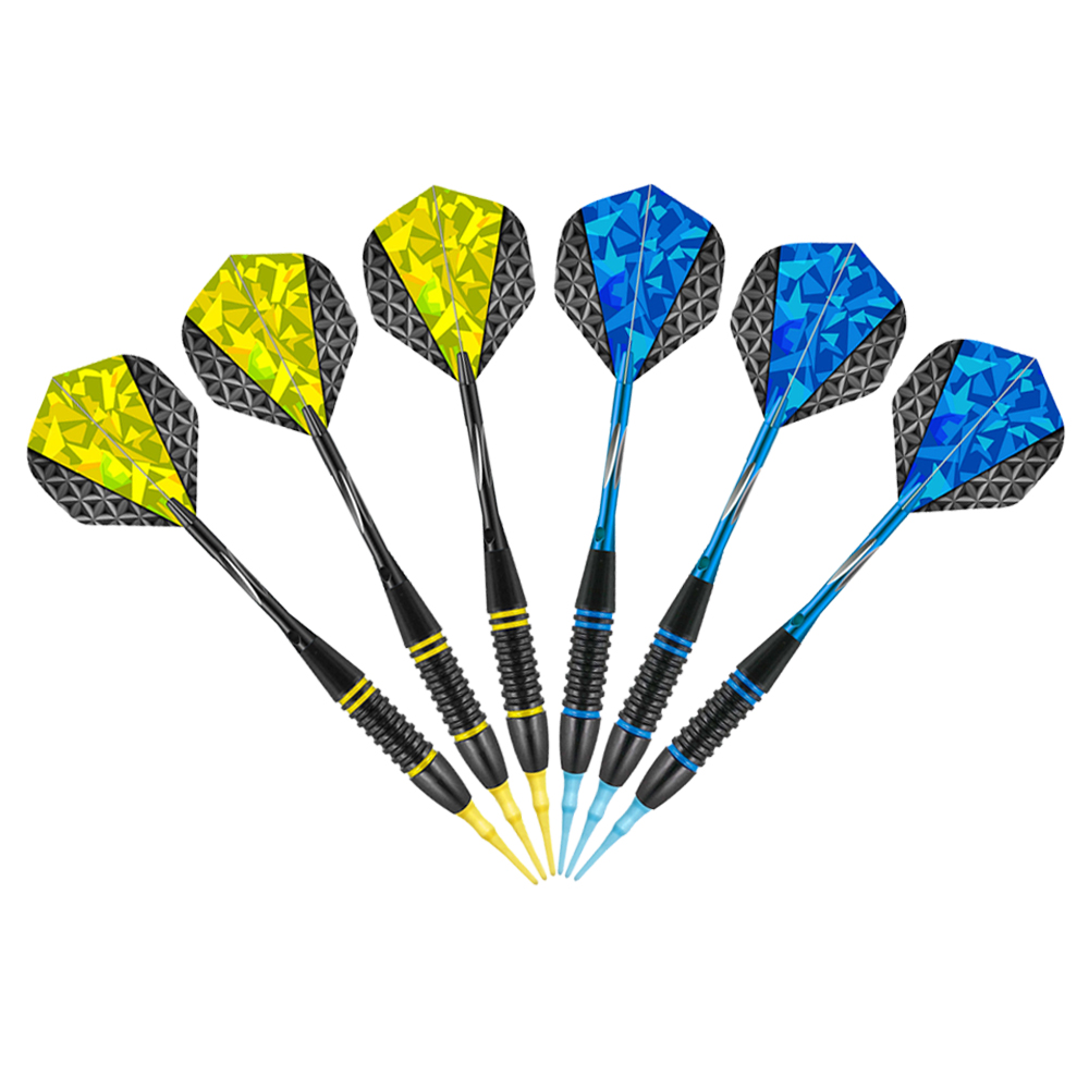 Plastic Soft Tip Darts Set, Laser Dart Flight for Electronic DartBoard, 30 Extra Tips, Protectors, Storage Case, 18g