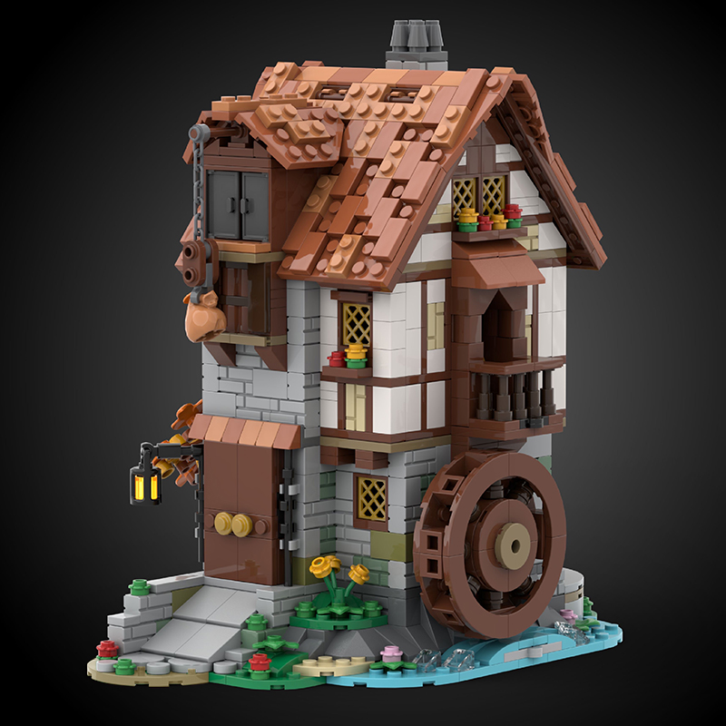 MOC The Medieval Flower Tree House Building Blocks Set Blacksmith Shop Architecture Hut Bricks Toys For Children Birthday Gifts