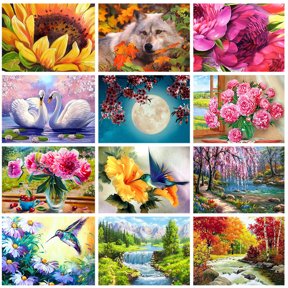 Miaodu 5d Diamond Painting Flower Birds Full Drill Presal Mosaic Animal Mandscape Hobbies Hobbies Crafts Wall Decoration