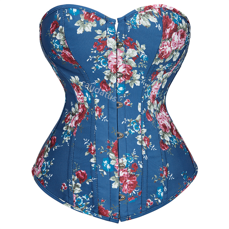 Corset top bustier plus size overbust corselet burlesque flores allaccia su costumi di lingerie sexy regginito donna abbigliamento rosa