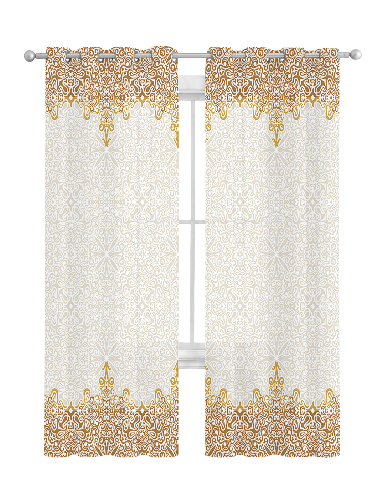 Bohemia Retro Modèle de chambre à coucher ethnique Organza Voile Curtain Window Traitement Drapes en tulle rideaux pour les rideaux transparents du salon