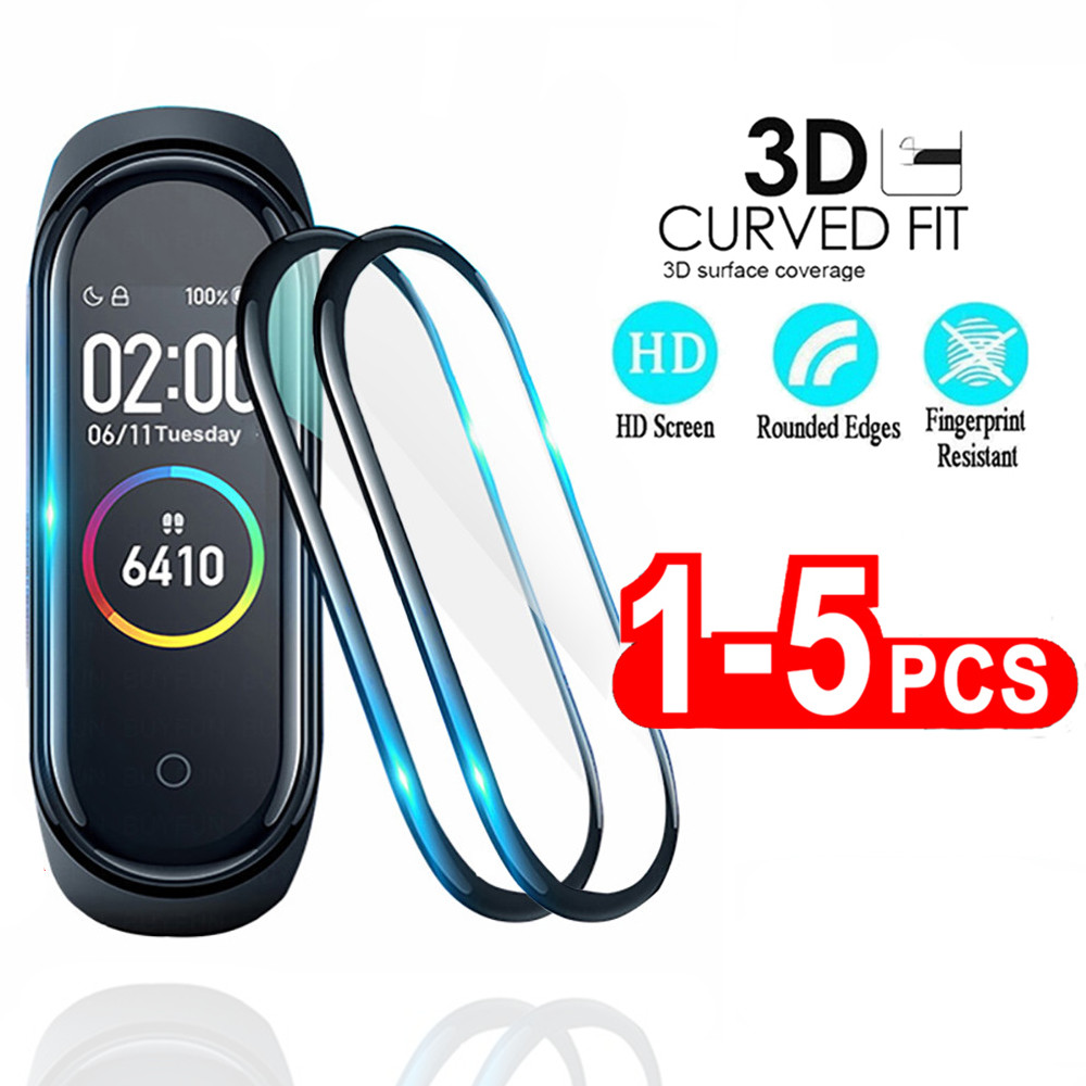 1-Screen Protective Film para Mi Band 4 5 6 Xiaomi 3d Bending Hot Pet Soft HD Film Protective Capa Smartwatch Acessórios