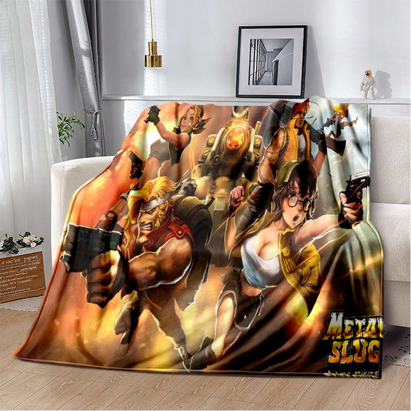 Classic Retro Game Metal Slug Gamer Gostar macio macio, cobertor de cobertor de flanela para sala de estar para quarto de cama Sofá piquenique garoto