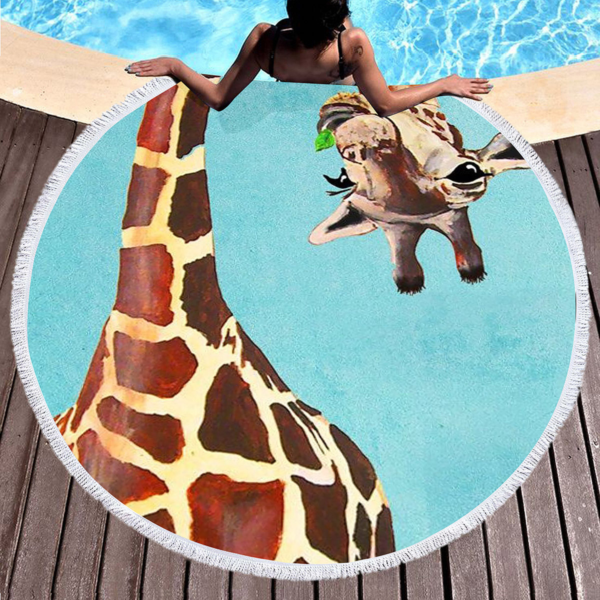 Asciugamano da spiaggia rotonda giraffa a scialle di scialle da spiaggia asciugamani piscina morbida a sabbia libera acqua assorbente picnic yoga lancio tappetino coperta