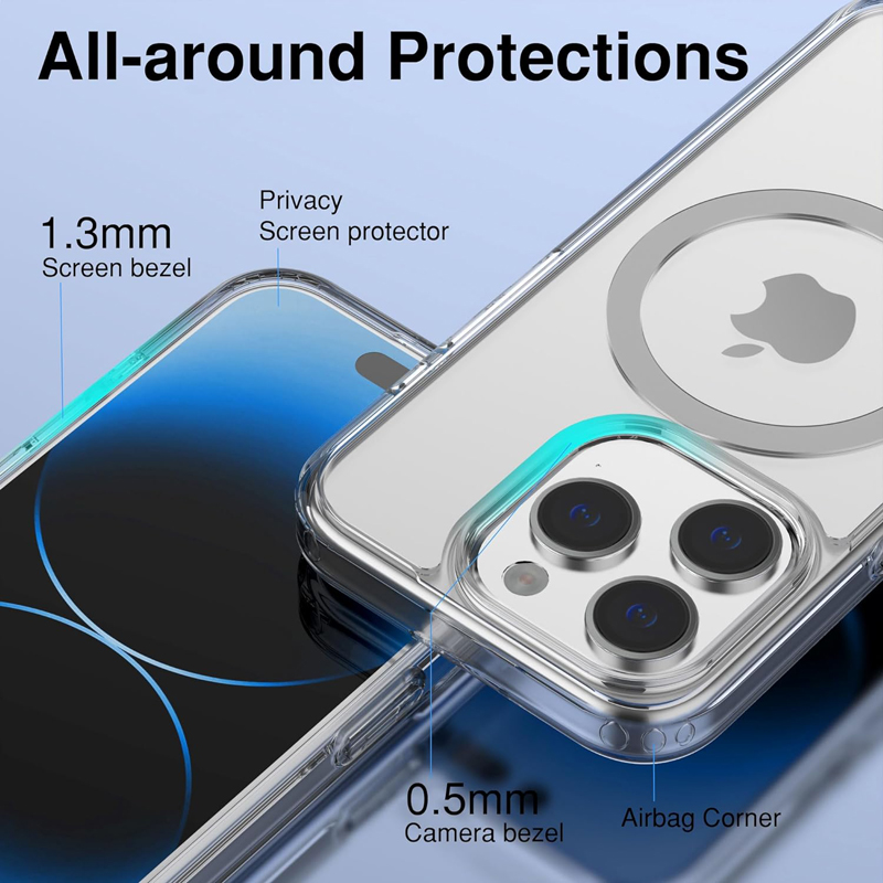 Clear Magnetic Case för Apple iPhone 15 14 13 12 11 Pro Max Plus 12 11 mini XS Max XR 8 7 SE SE2 med Magsafe Plain Transparent