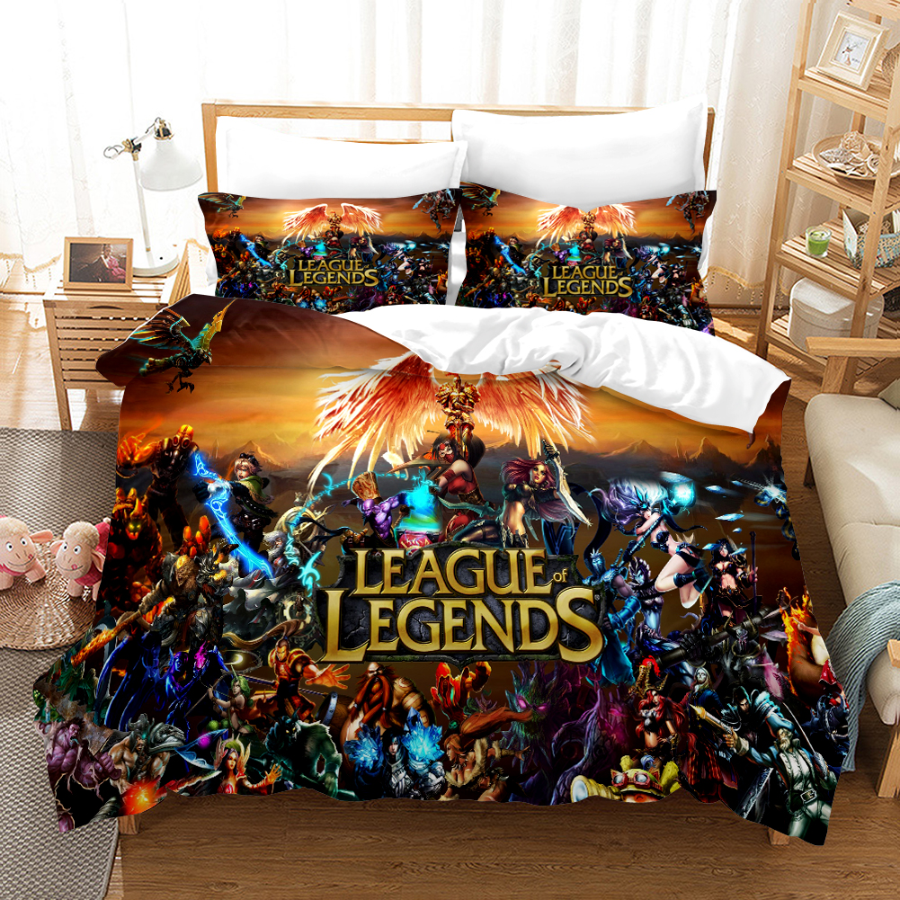 League of Legends Mönster täcke med kuddtäckning sängkläder set en enda dubbel tvilling full queen king säng set för sovrumsdekor