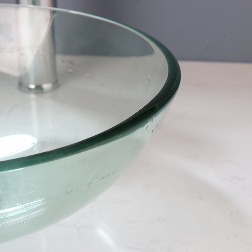 Sinlaku Salle de bain Transpar Évier de bassin en verre trempé avec chrome Finied Stream Robinet Washingin Pouettes de mélangeurs peints à la main