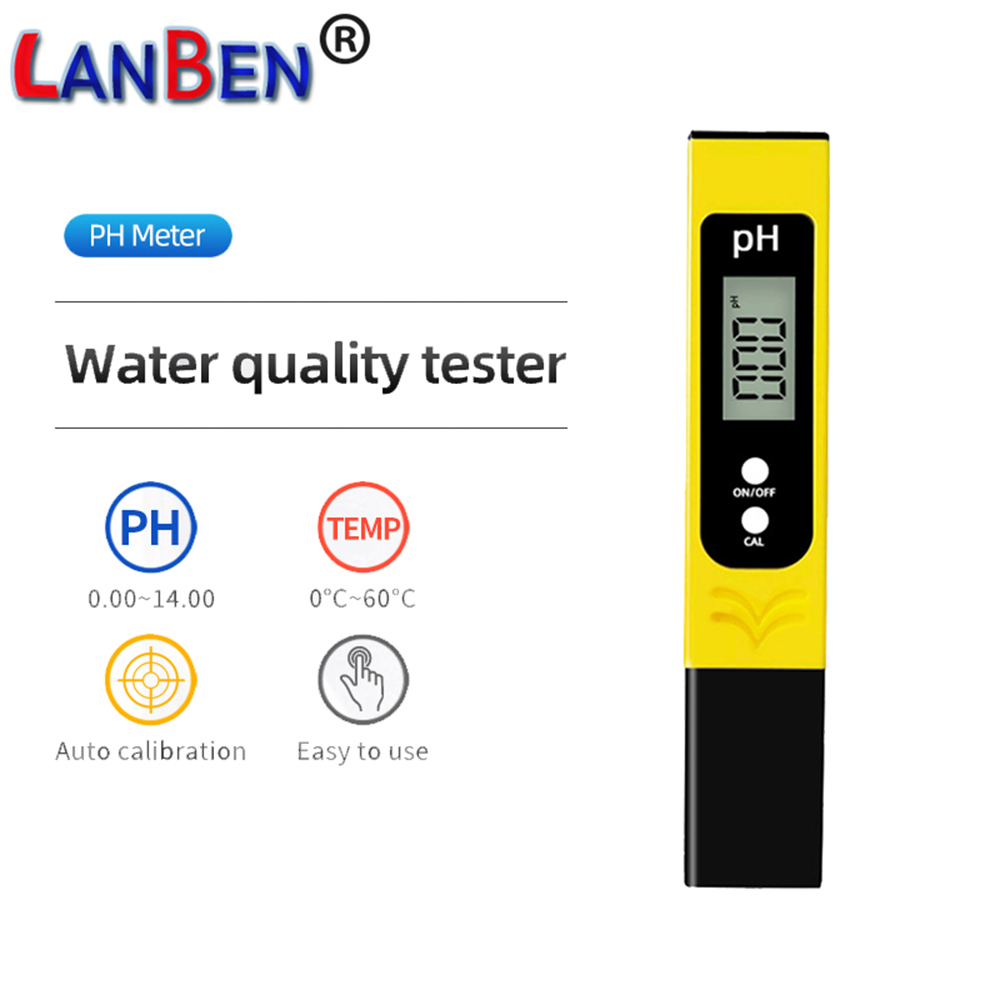 Tester de qualité d'eau de pH numérique Tester Type Tyter 0-14.00 pour l'eau potable, aquarium, piscine