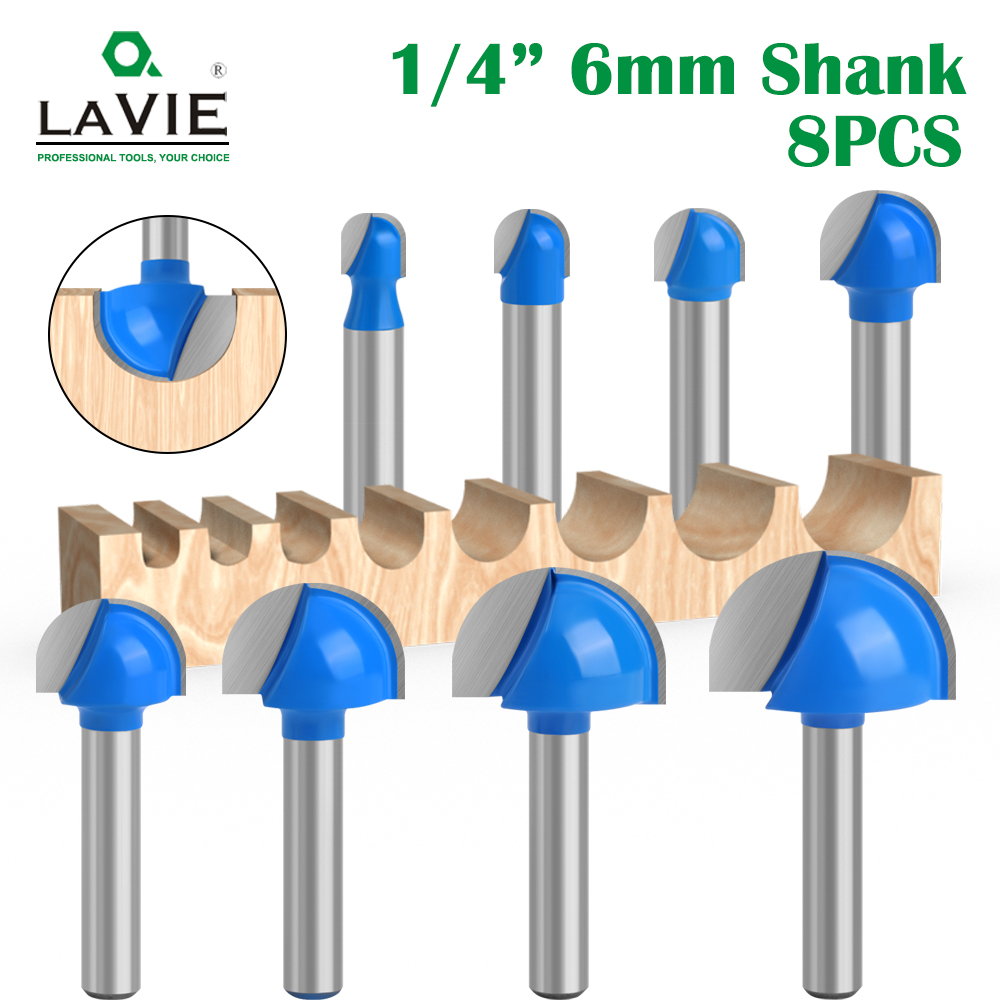 Lavie 6 mm 1/4 gambo a sfera Bit del router set di fresature rotonde la scatola del raggio CNC in legno Strumenti di carburo solido