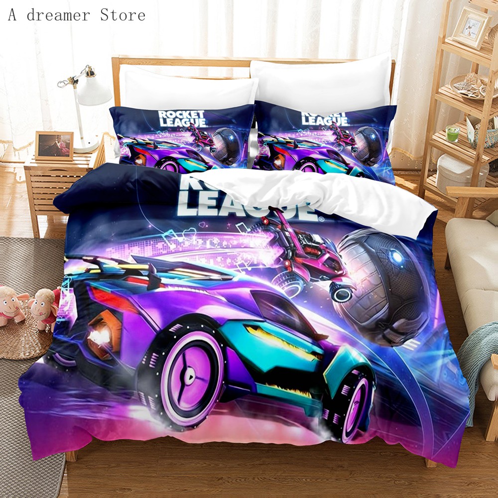 Rocket League sängkläder Set Bedstrålning Singel Twin Full Queen King Size Car Rocket League Bed Set Kids Boy Bedroom Däcke Cover