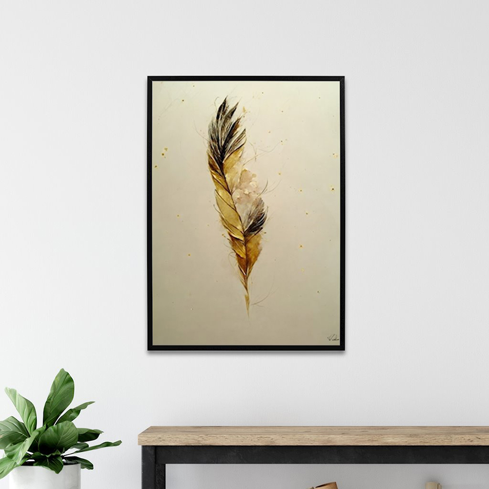 Graceful Auratus Feather Art Canvas Pintura Sala Decoração de Casa Phoenix Wing Feather Dourada Moderna Nórdica Poster Impressão Parede Impressão Imagem