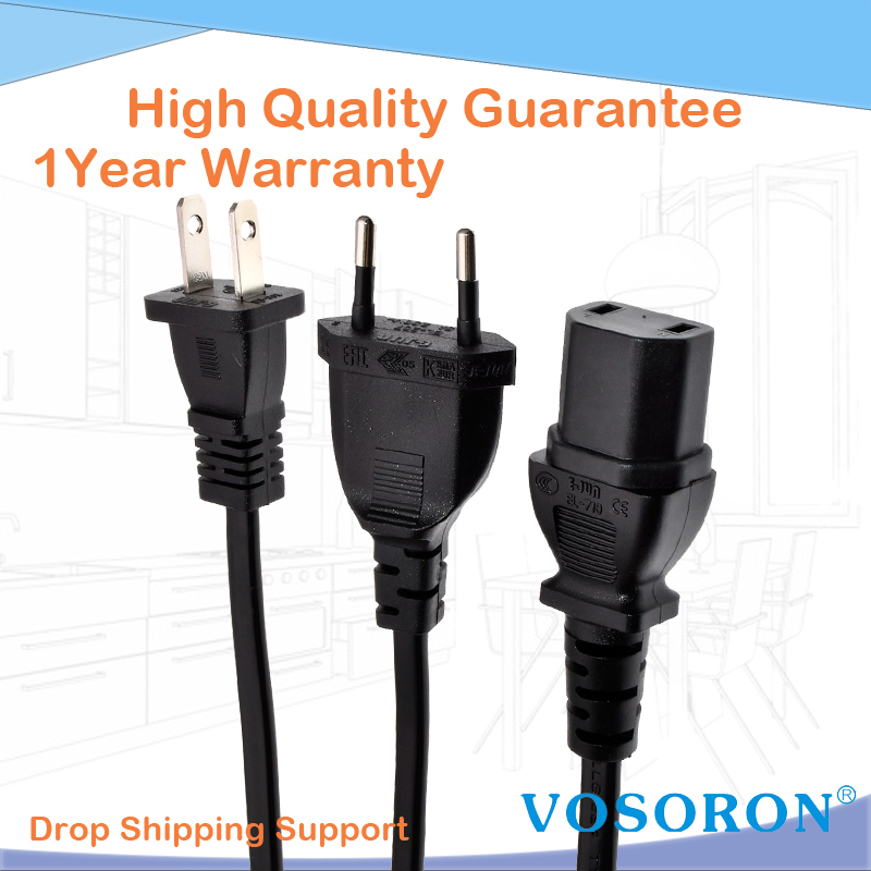 Universal 2Plong mannelijke plug naar IEC320 C17 Vrouwelijke adapter AC -netsnoer voor PS4 Pro EU/US Standard Power Supply Charging Cable