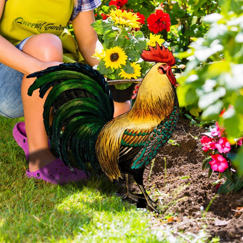 Bahçe Horoz Heykeli Akrilik Tavuk Heykel Bahçe Dekoru Hava Durumu için Hava Durumu Çiftlik Veranda Çimen Arka Yard Ev Açık