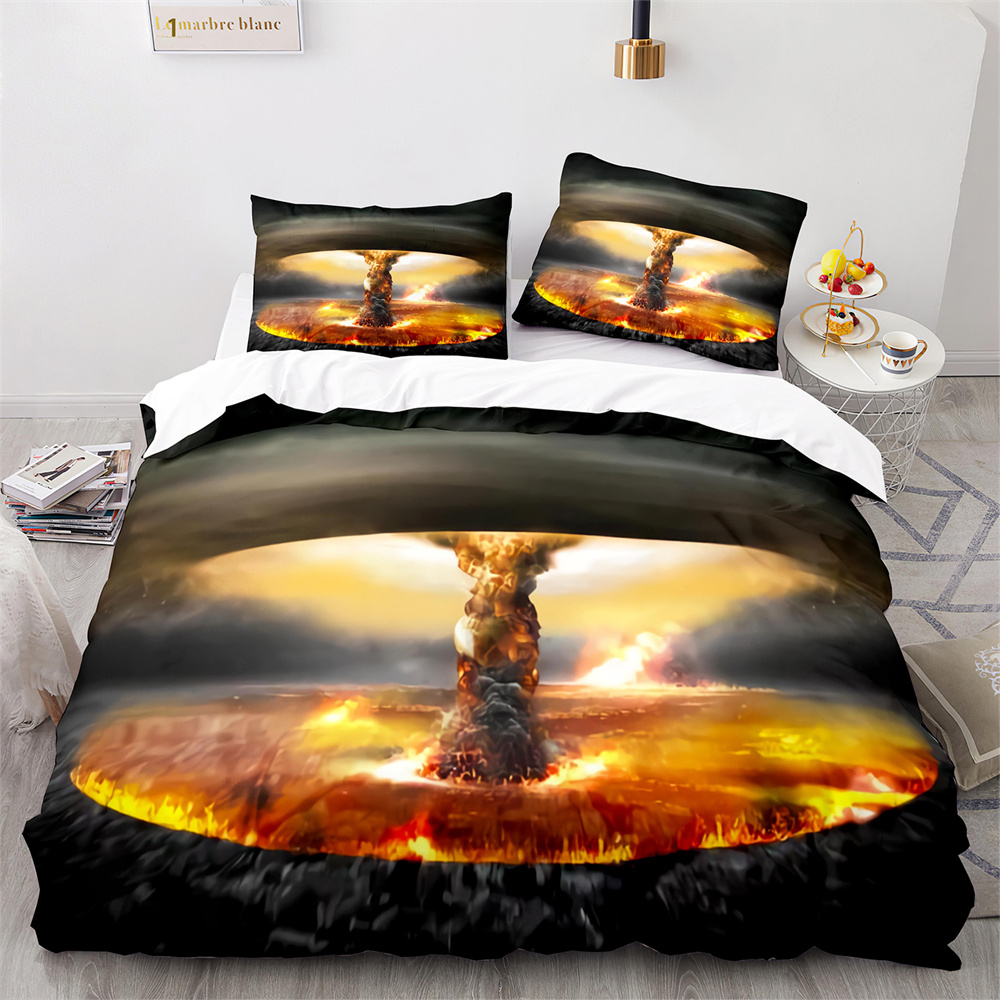 Explode Duvet Cover Orange Firework arancione a forma di disastro tema King Queen size for Kid boy Girl Adulti la decorazione della camera da letto