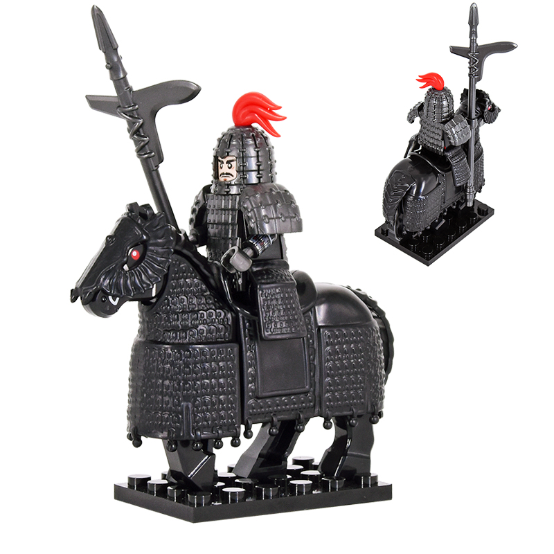 Tung pansrad hästbyggnadsblock Medieval Ancient China Soldier Figures Emperor's Army Knight Weapons Montering Moc Bricks Toys