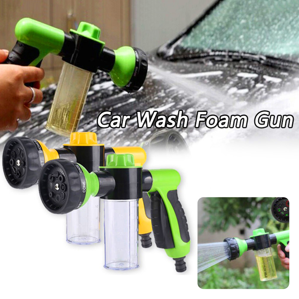 High Pressure Foam Water Gun 8 In 1 Garden Watering Hose Nozzle Sprinkler Soap Dispenser Pet Shower Spray Gun Car Wash Tool