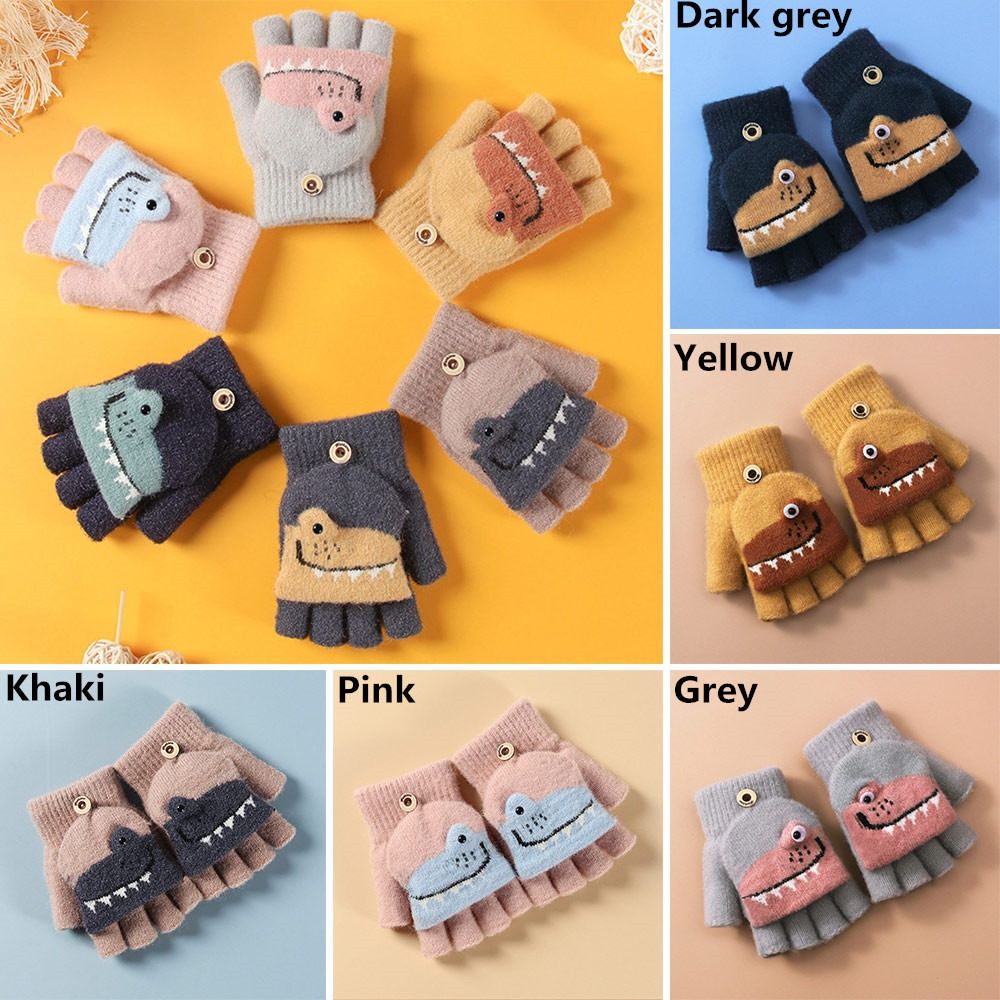 Winter Children Plush Baby Boys Girls Kids Gloves Thick Warm Knitted Mittens CuteFor 5-12 Years Old