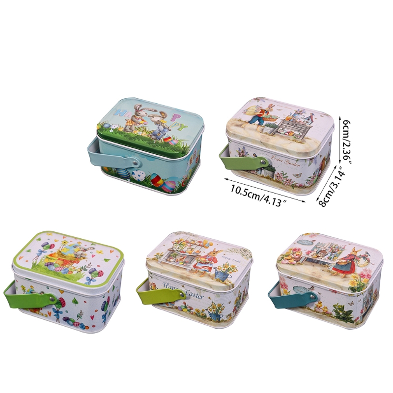 Easter Egg Biscuit Storage Box Pattern Arbit Pattern Tinplate Candy Gift for Case Home Decorative Organizer for Tank