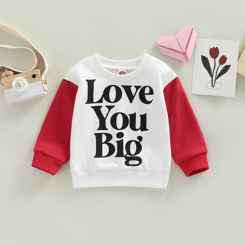 FOCUSNORM 0-4Y Toddler Baby Girls Boys T Shirts/Romper For Valentine's Day Letter Print Long Sleeve Jumpsuit/Sweatshirt