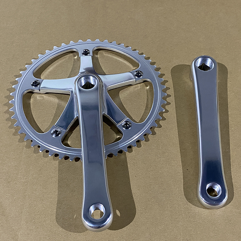 Fixed Gear Bike Aluminium Alloy Retro Silver Black Crankset Fixie Cykel 49T 170mm Crank Leg BCD144 Single Speed ​​Crankset