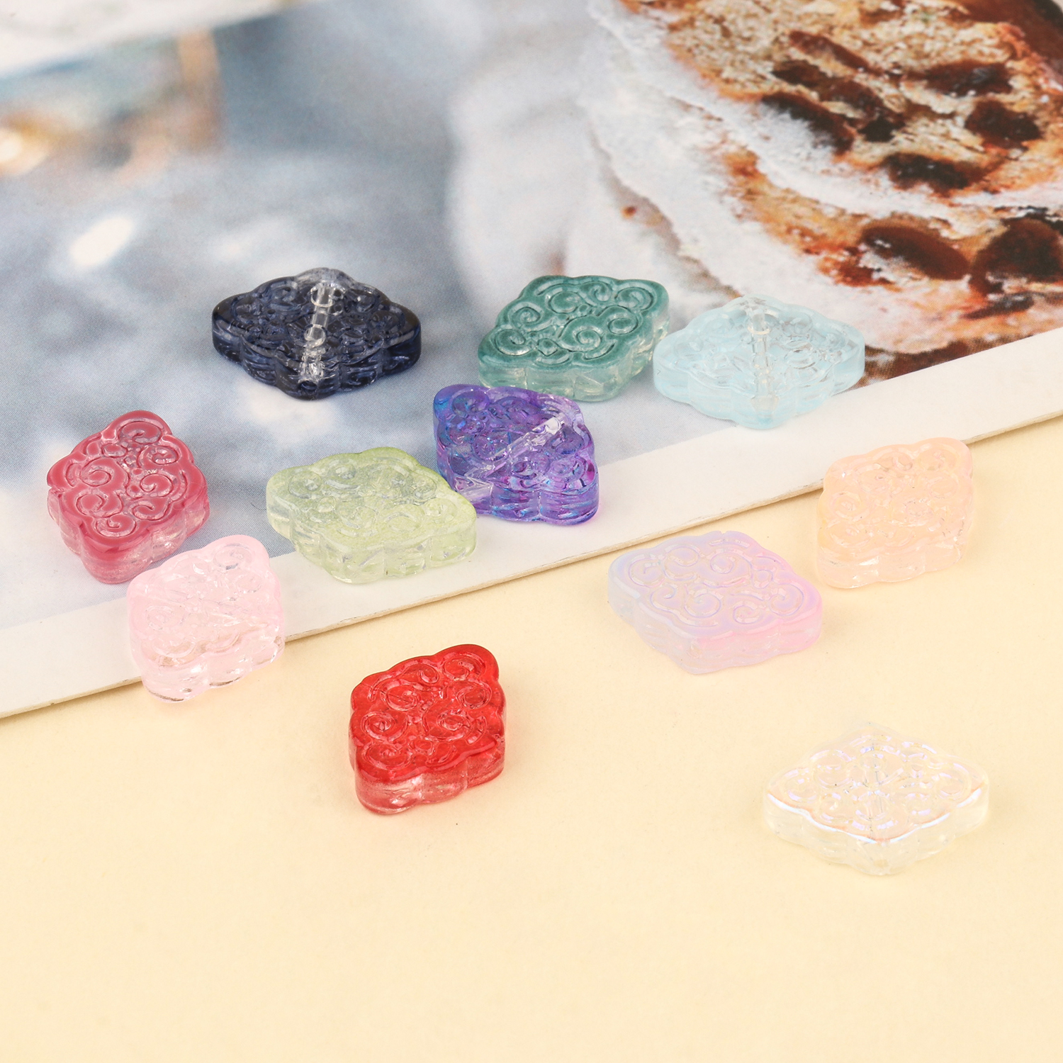 15.5x12mm Multicolour Auspicious Clouds Shape Czech Lampwork Crystal Glass Flat Beads For Jewelry Making DIY Accessories