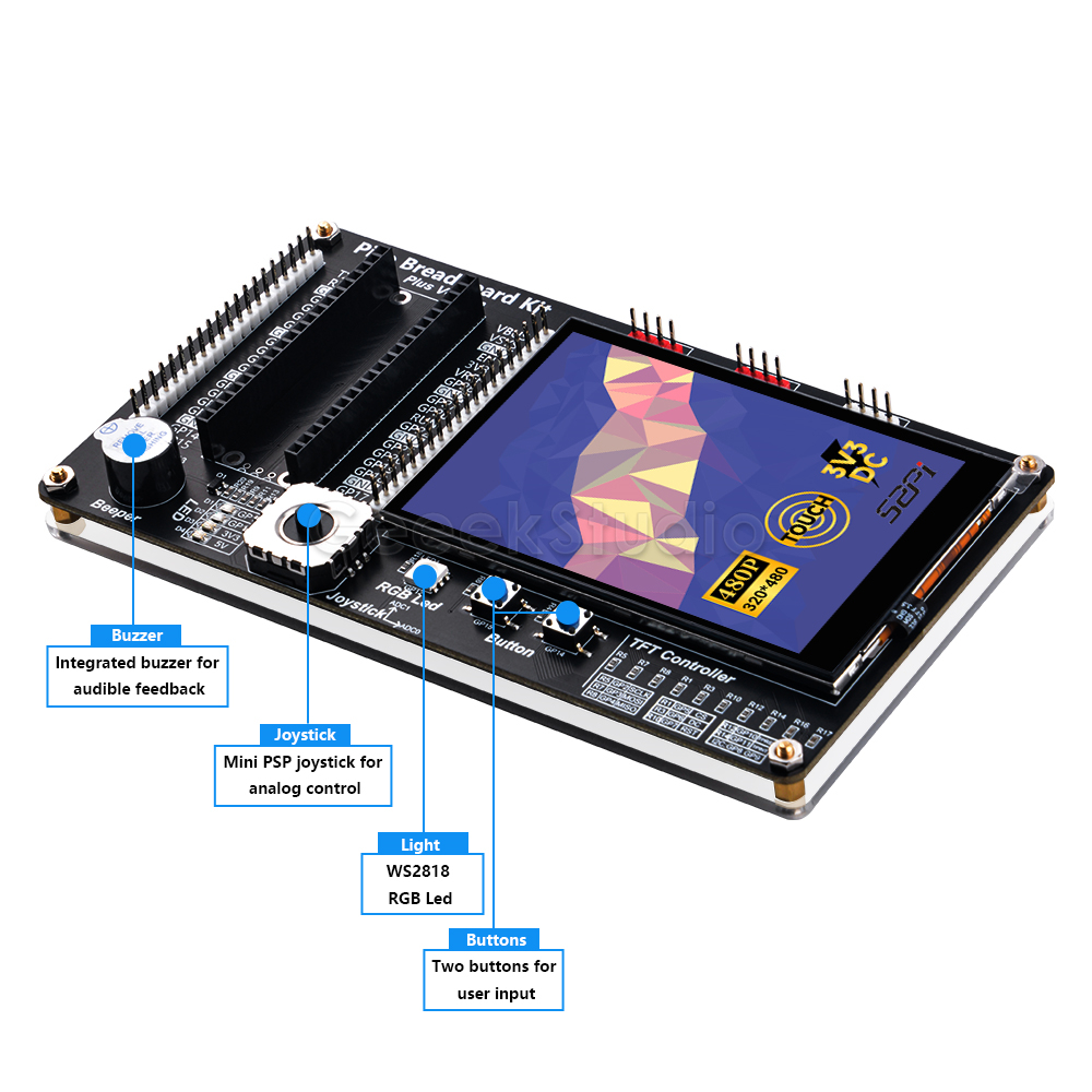 Raspberry Pi Pico /Pico W Breadboard Kit 3.5インチタッチスクリーンDIYプロジェクトブレイクアウトボード