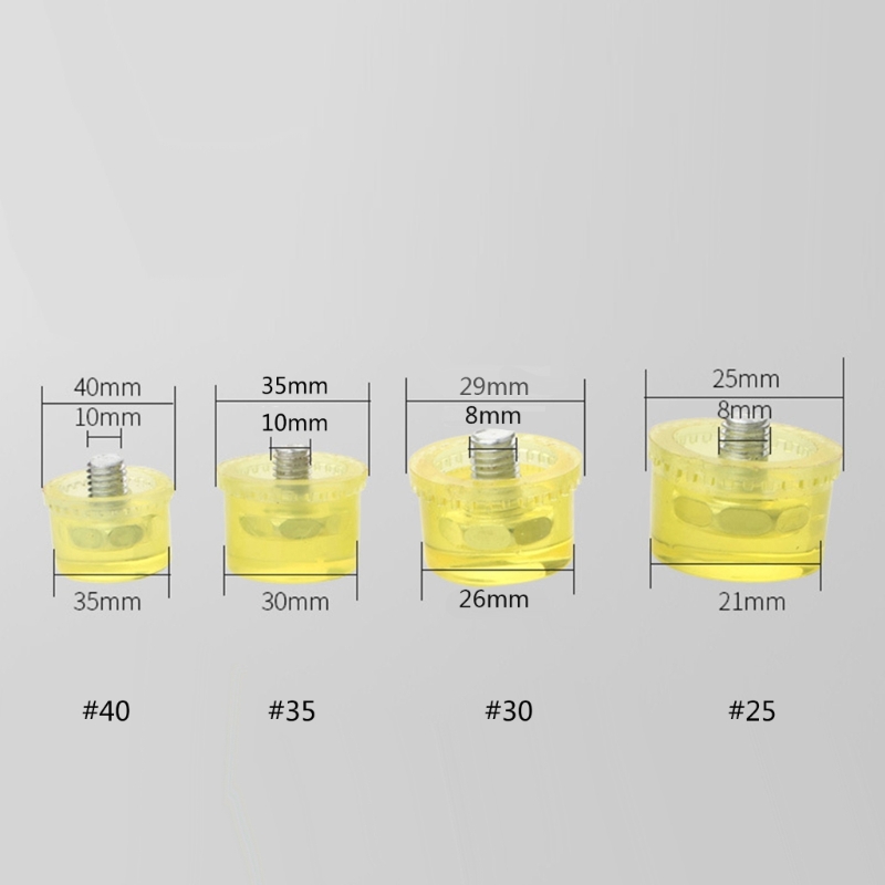 Profissional 4 tamanhos de tamanhos de reposição de martelo bordando plástico para a ponta da cabeça revestida com a cabeça 25mm/30mm/35mm/40mm durável