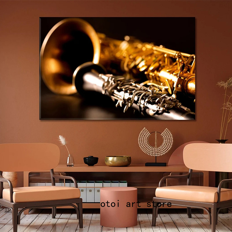 Muziek Jazz Festival Gramophone Saxofoon Instrument Cat Art Posters Canvas Painting Wall Prints Picture Room Home Decor Cuadros