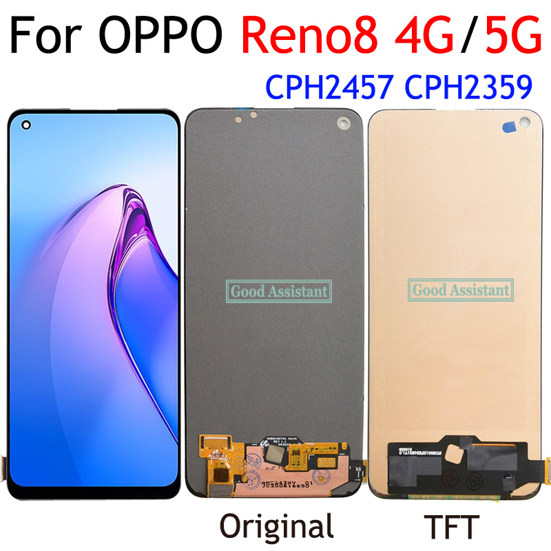 6,4 дюйма AMOLED / TFT Black для OPPO RENO8 4G CPH2457 RENO 8 5G CPH2359 ЖК -дисплей.