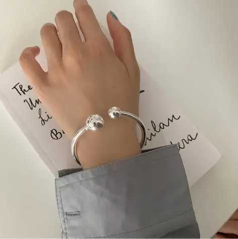 Bangle New Arrival 100% 925 Sterling Silver Hot Sell Simple Two Ball Design Lady Bangle Wholesale Jewelry Girlfriend Gift No Fade 24411