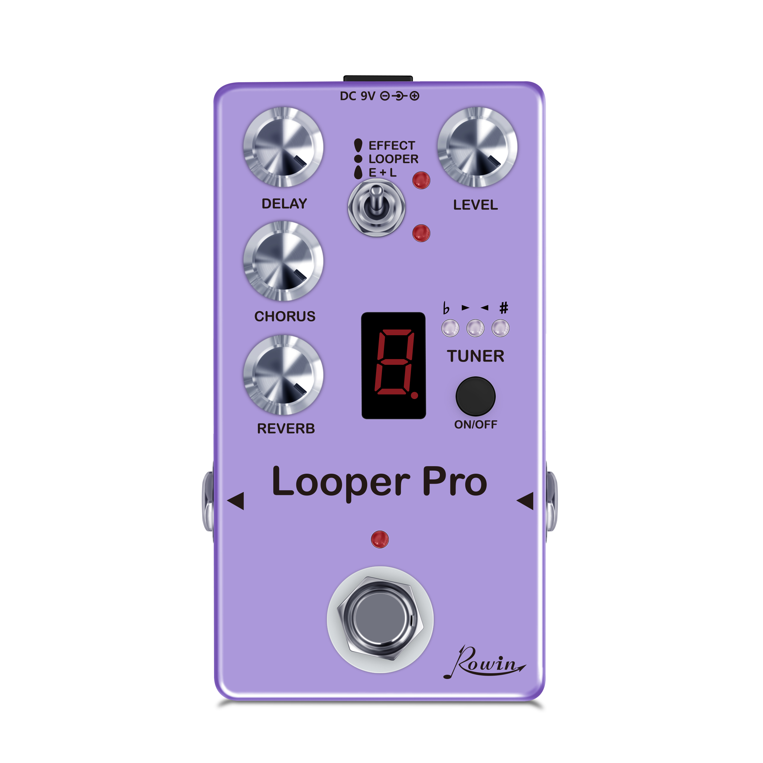 Rowin RE05 LOOPER PRO Digital Effect Pedal med looper Fördröjning Chorus Tuner Reverb Effect kombinerad tillsammans Full Metal Case Bypass