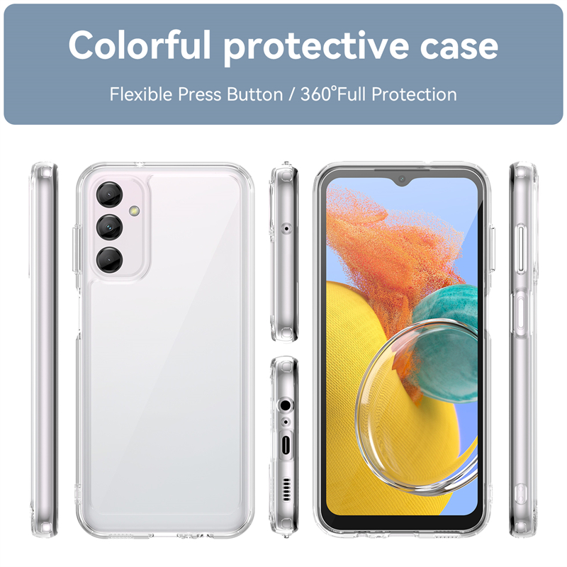 Для Samsung M14 Case Cover Samsung Galaxy M14 Capas Shock -Resean Thone Bumper Прозрачная цветовая рама Clear Samsung M 14 M14 5G