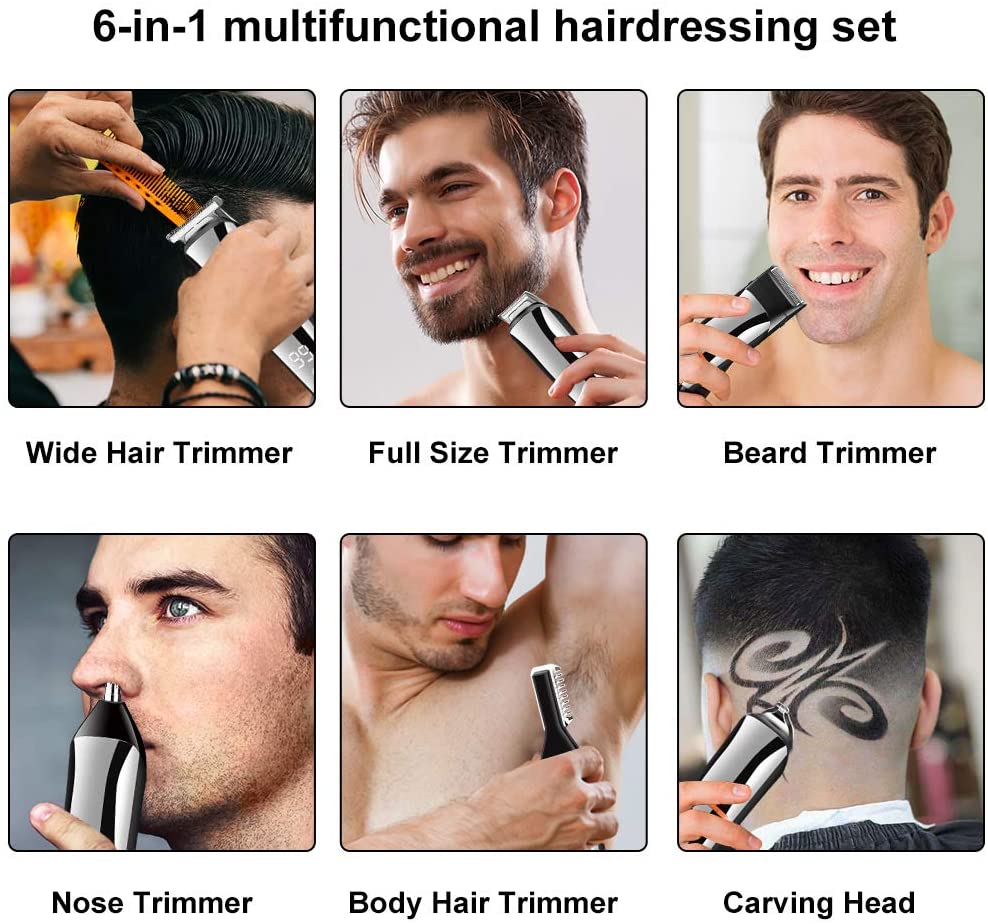 11in1 Multi Electric Hair Clipper Grooming Kit Haircut Digital Display Hair Trimmer for Men Eyebrow Facial Beard Nose Hair Trim