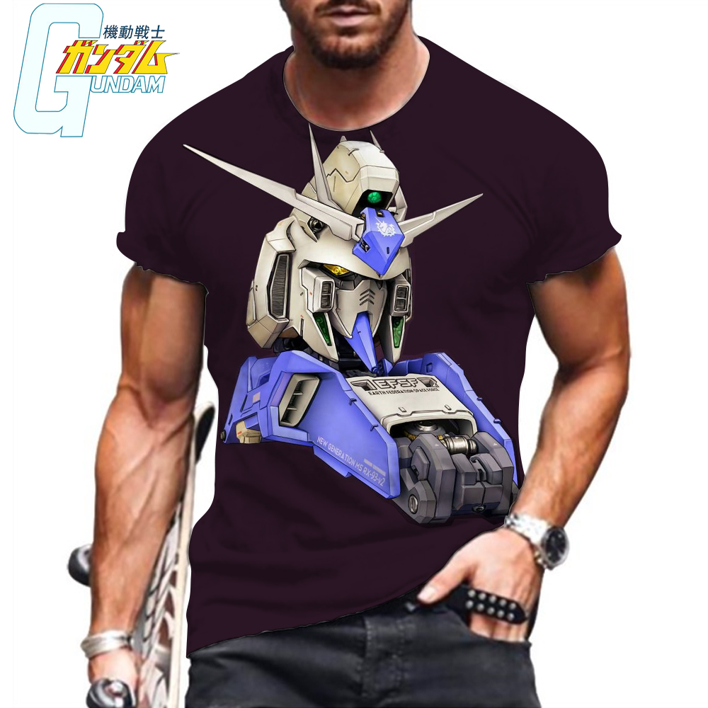 HARAJUKU MEN T-shirt nouvel Essentials Gundam HD Print Tops 6xl 2023 Vêtements surdimensionnés Anime High Quality Leisure Y2K Summer