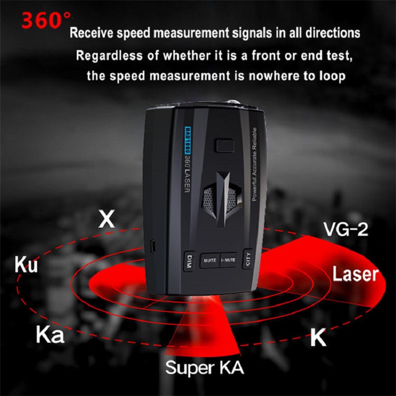 RAD1000 DÉTECTEURS RADAR laser Détecteur radar de vitesse K x Ka Band Car Detector Antirad Alertes vocales en temps réel Alertes à 360 °