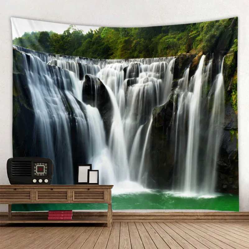 tapisserie tapisseries natural grand paysage cascade de forêt stream 3d imprimement mur suspendu décoration bohème de la salle de maison bohème r0411