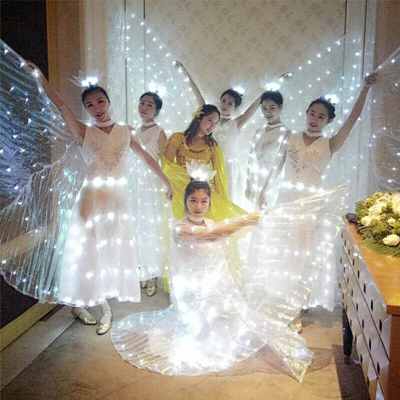 Led Işıklar Göbek Dans Kanadı Isis Kanat Renkli Teleskopik Çubuklarla Kelebek Kanatları Performans Karnaval Partisi Kostüm