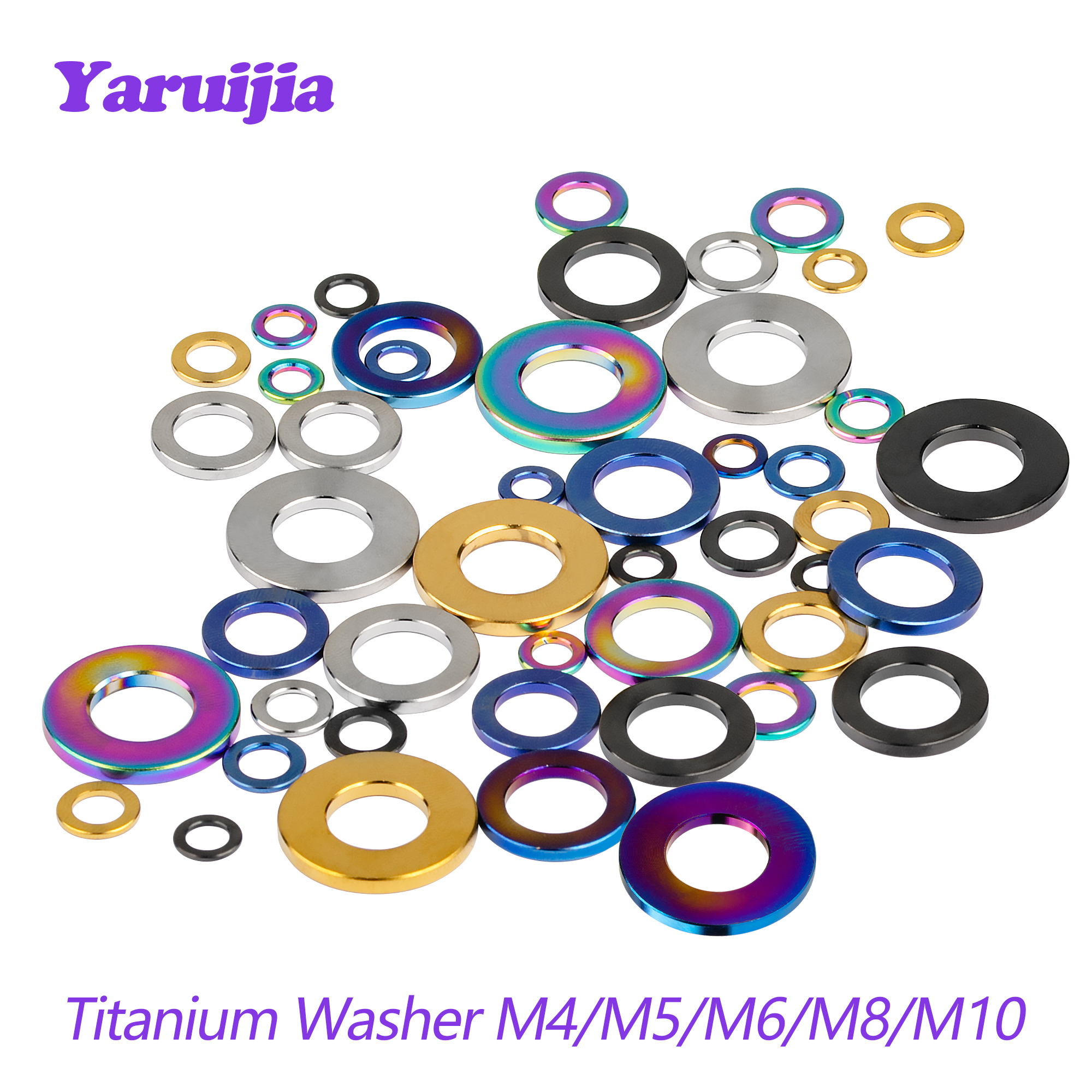 Yaruijia Titanium M4 / M5 / M6 / M7 / M8 / M10 Rondelle d'espaceur en titane pour Din912 Boulon Vis de vélo de moto