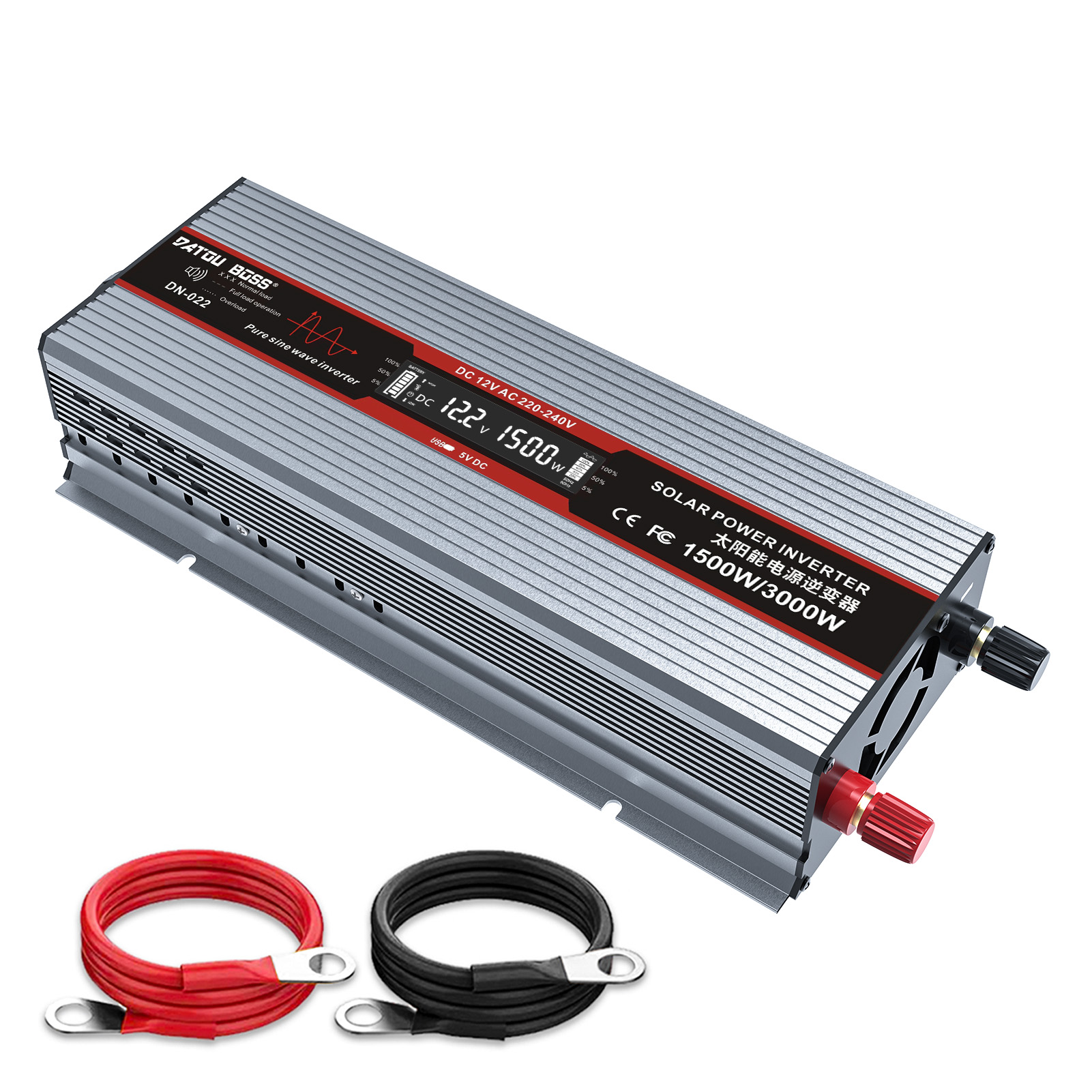 Inverter de onda sinusoidal de datouboss DC 12V 24V a AC 220V 50Hz Inverter de potencia 3000W con USB Fasting Continua Power 1500W