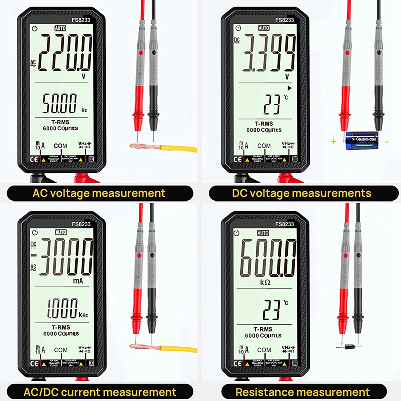 Huajiyi Digital Multimeter Automatic -Ranging Voltmeter Vollbild 4,7 Zoll TRMS 6000 Zähl Multimeter -Tester, Kapazität