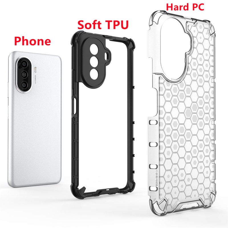 Étui à l'épreuve des chocs pour Huawei Nova Y70 Cover Huawei Nova Y70 Capas transparent en nid d'abeille transparent Huawei Nova Y 70 Y70 Fundas